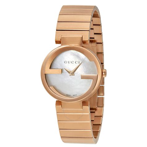 gucci interlocking mother of pearl dial ladies watch fake|gucci 109 watches for sale.